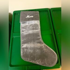 Neiman Marcus D Stevens Silver Monogrammed “Mom” Velvet Christmas Stocking 23in